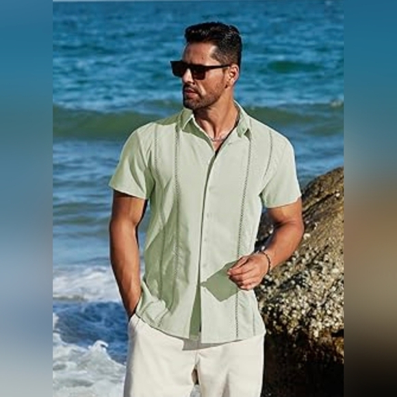 MAPICK Men's Casual Beach Button Down #556, 557, 863 - Picture 5 of 9